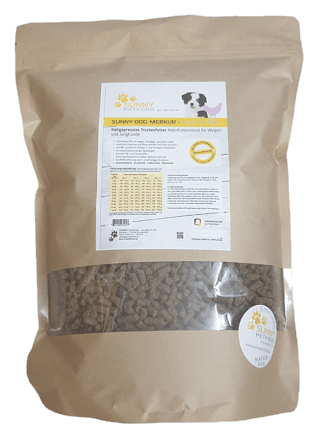 Sondergröße 2kg - SUNNY Petfood - KALTGEPRESST - MERKUR - Hühnchenfleisch mit Reis - Für WELPEN