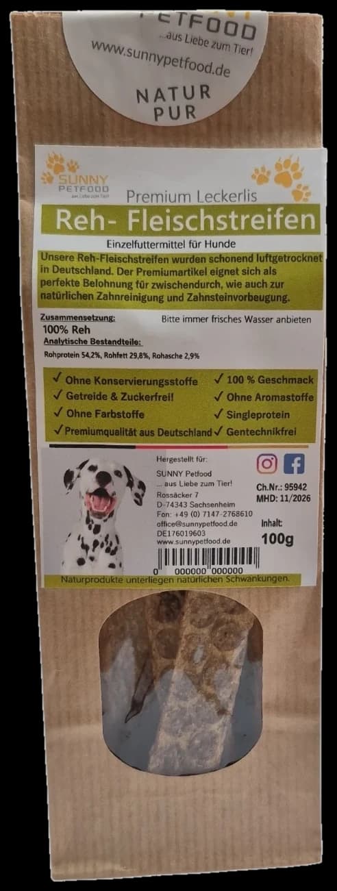 Reh-Fleischstreifen 100g