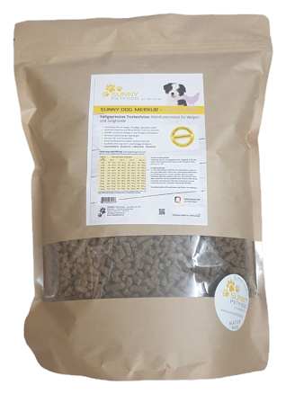 Sondergröße 2kg - SUNNY Petfood - KALTGEPRESST - MERKUR - Hühnchenfleisch mit Reis - Für WELPEN