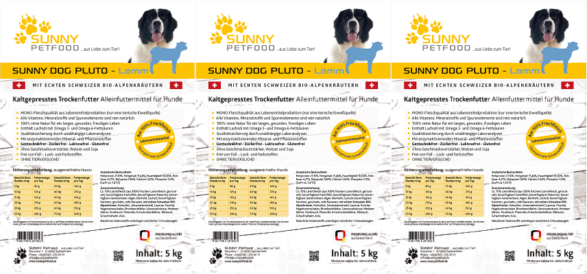 SUNNY Petfood - KALTGEPRESST - PLUTO 15 kg